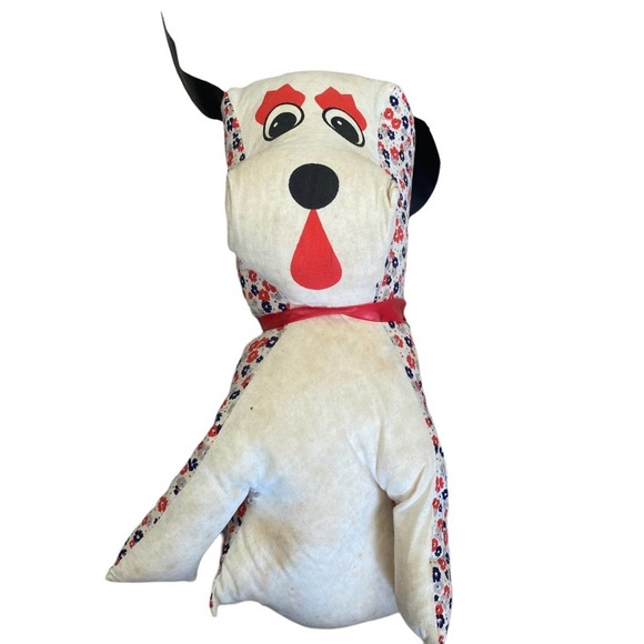 none Other - Vintage Stuffed Dog Carnival State Fair Prize Plastic Ears Collar Droopy Plush